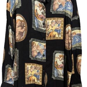 Vintage Exterior Erez 100% Rayon Art Long Sleeve Button Down Shirt Sz. Med. New